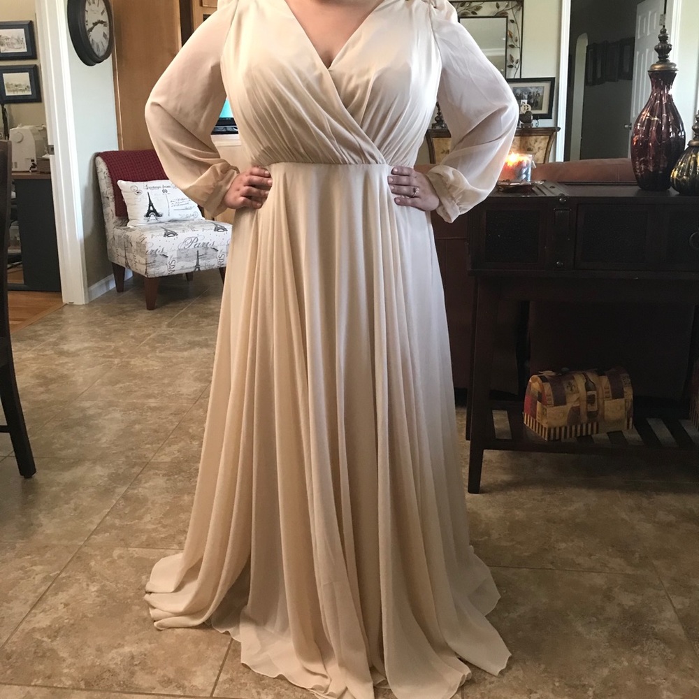 Champagne chiffon maxi dress